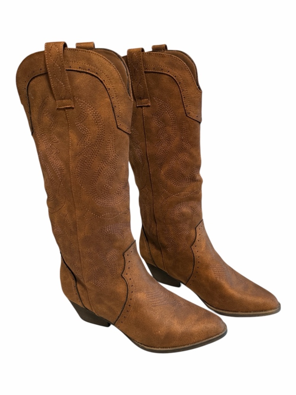 Sugar Western Cowboy Boots Cognac Brown Tall Riding Boot Size 10 NEW